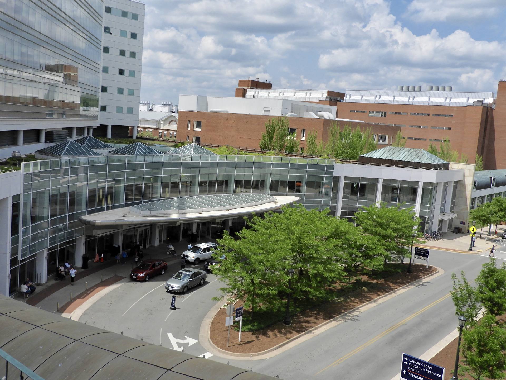 Modern hospital entrance
