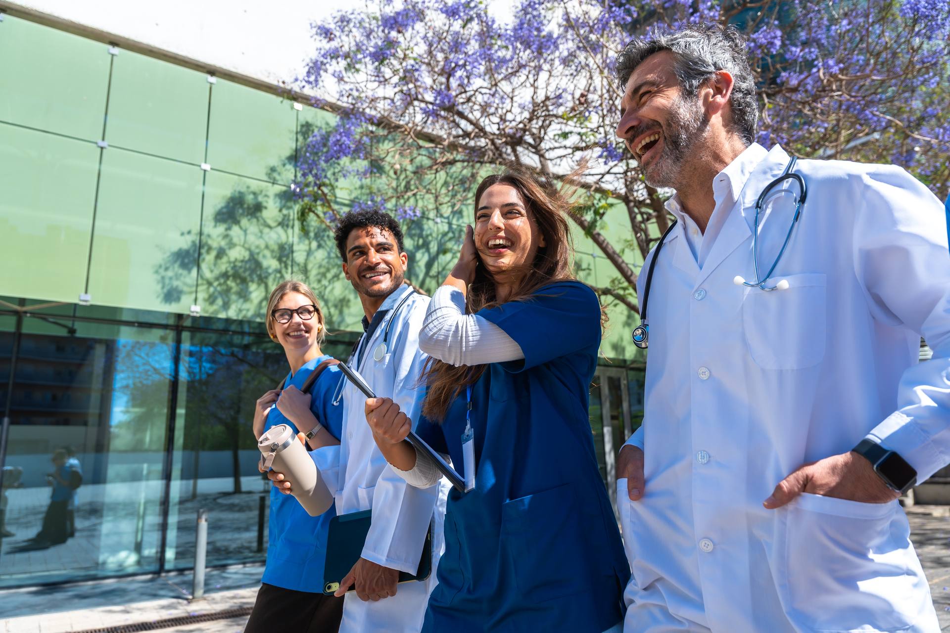 Healthcare professionals at a modern hospital